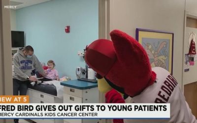Fredbird visits pediatric cancer patients on Giving Tuesday